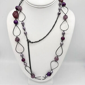 Premier Designs Purple Beaded Long Necklace